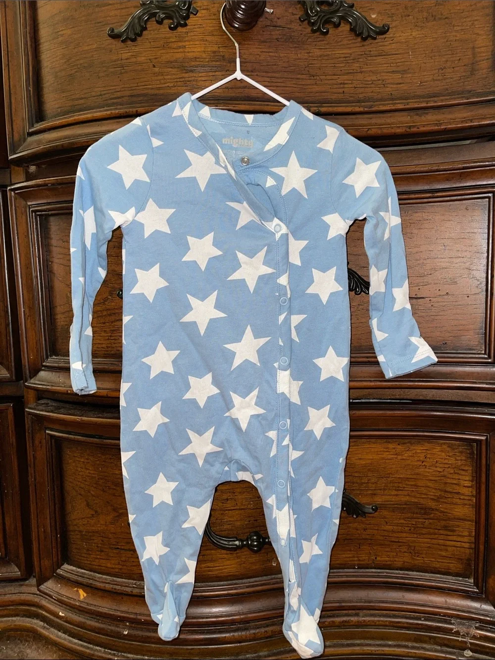Blue Star-Print Footed One-Piece